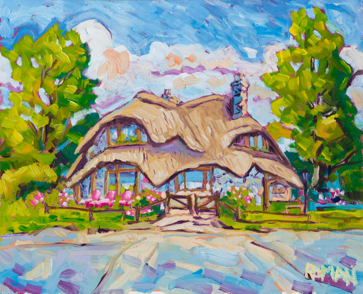 The Mushroom House, archival paper reproduction of the painting by Roman