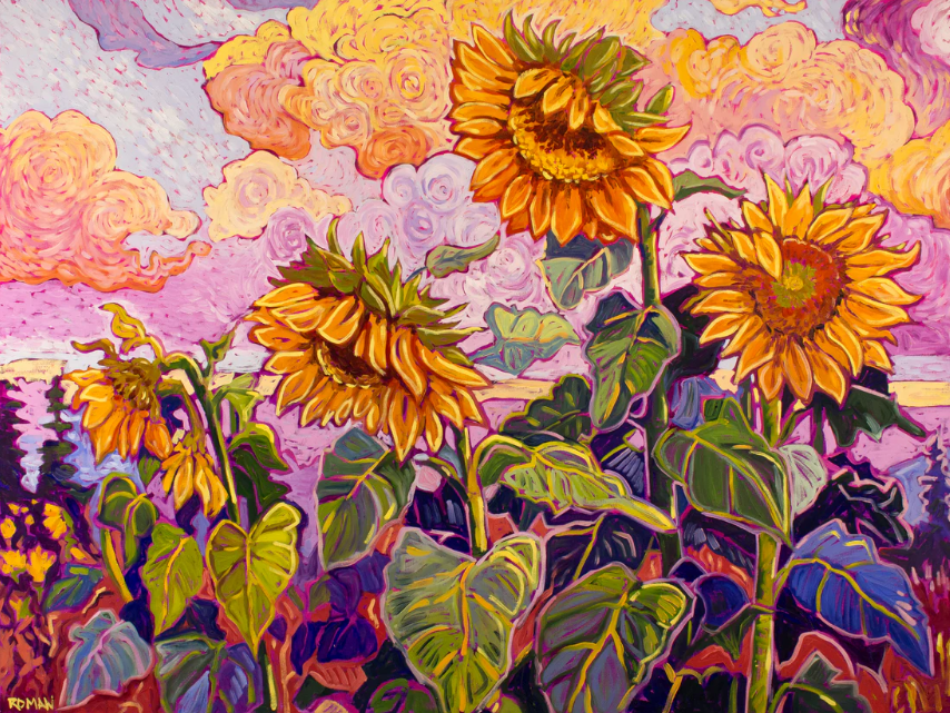 Sunlit Giants, archival paper reproduction of the painting by Roman