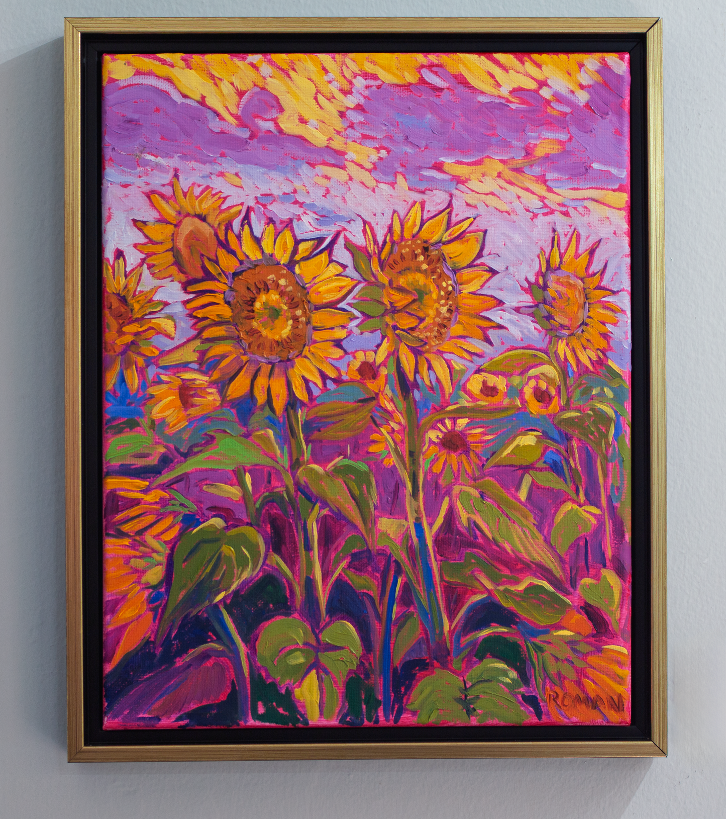 Sunset Glow on Sunflowers