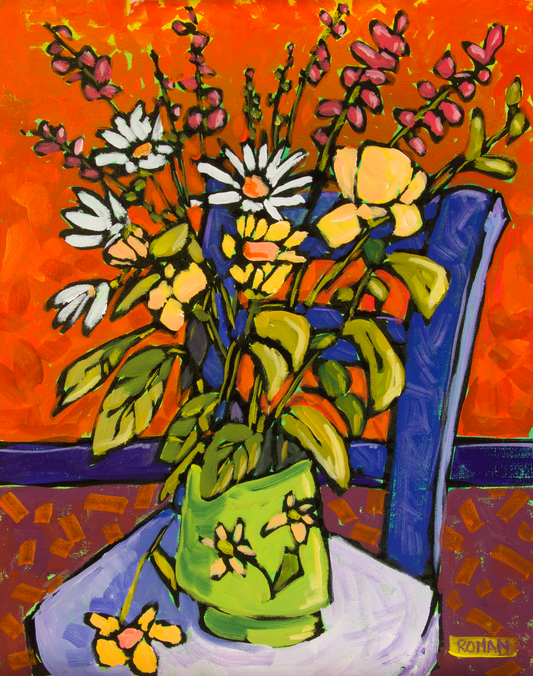 Blue Chair Flowers