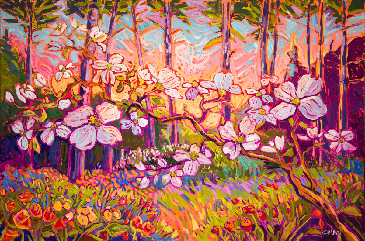 Dogwood Fury — original oil painting by Roman The Painter