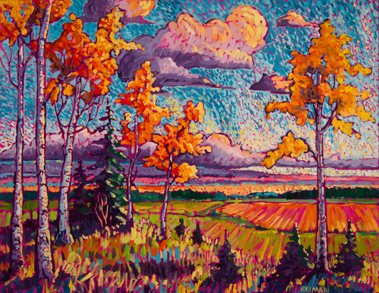 Autumn Harvest - Original Oil Painting 22x28 inches with Floating Frame