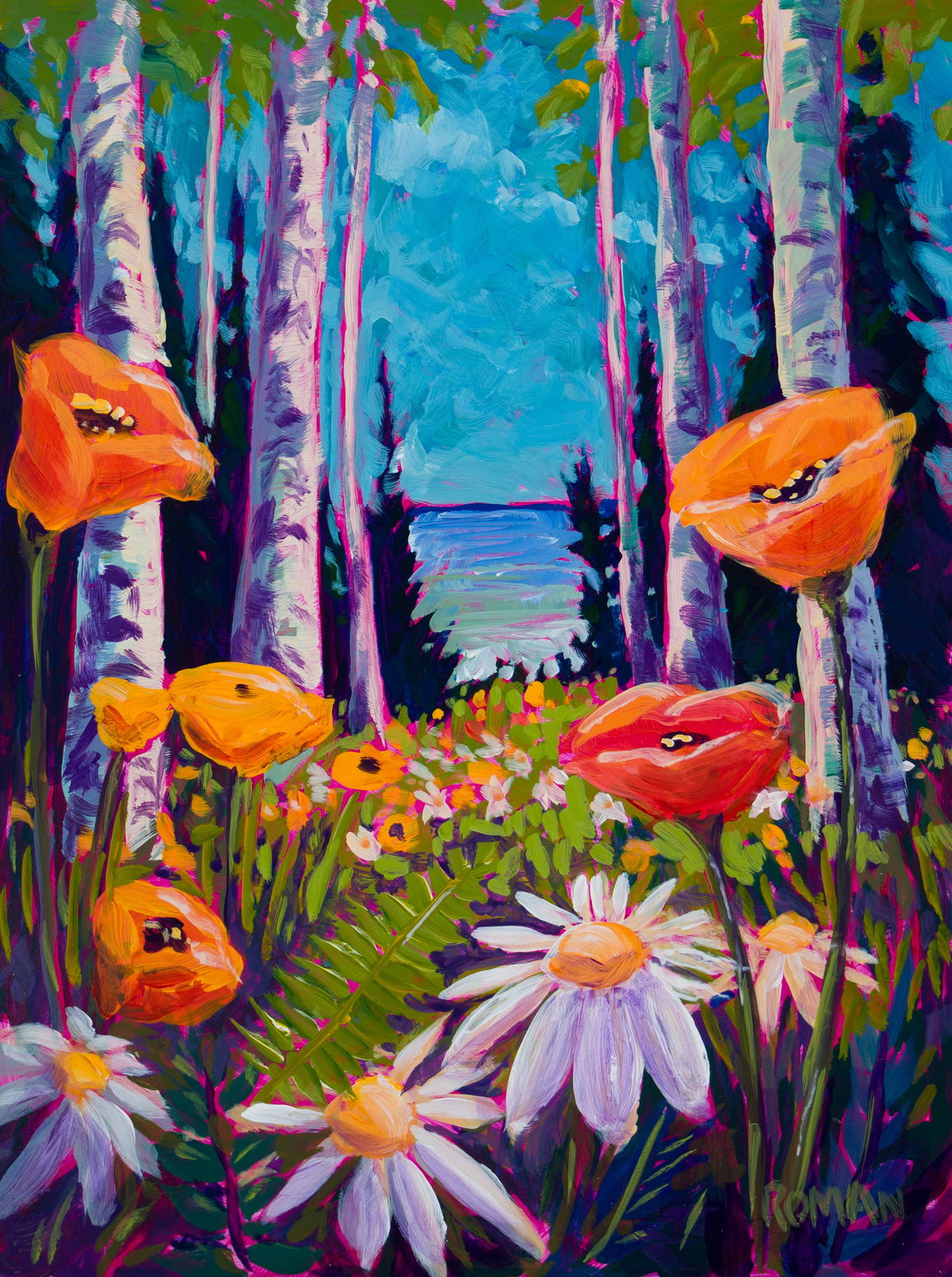 Poppy Shores — original acrylic painting by Roman The Painter