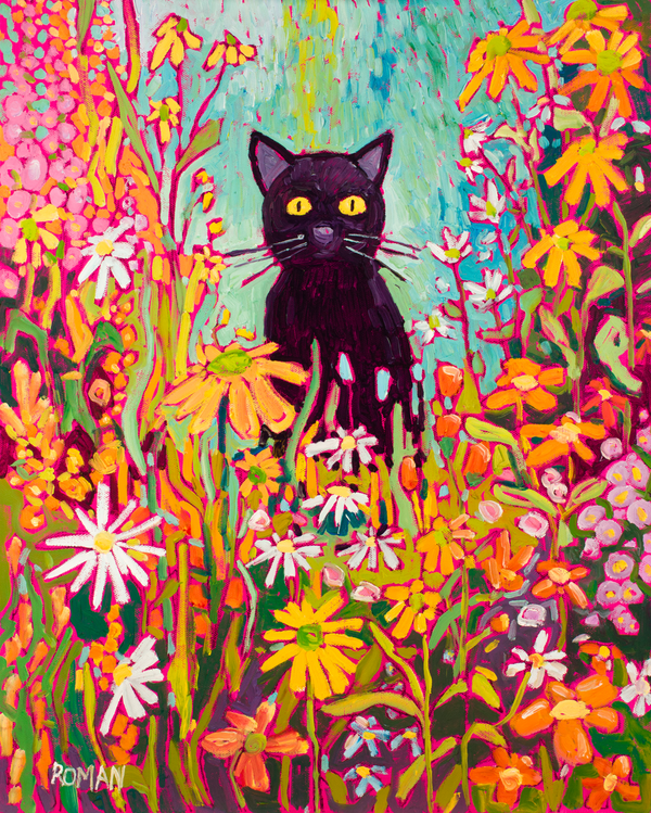 Black Cat in the Garden