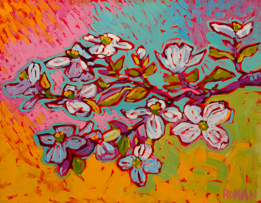 Spring Dogwood Blossoms - 11x14 Oil Painting
