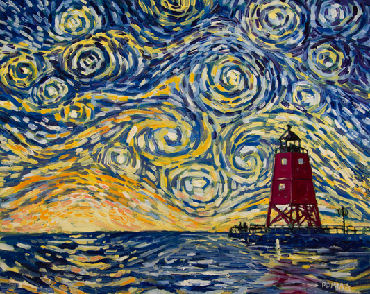 Charlevoix Starry Night - 16x20 Oil Painting on Stretch Canvas