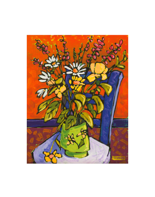 Blue Chair Flowers - Archival Paper Print